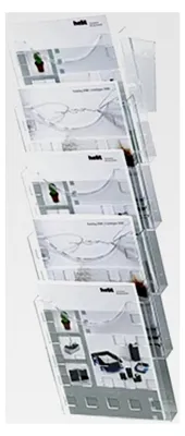 Produktbild von Wandprospekthalter „the grid wall“, 5 Fächer, DIN A4, glasklar