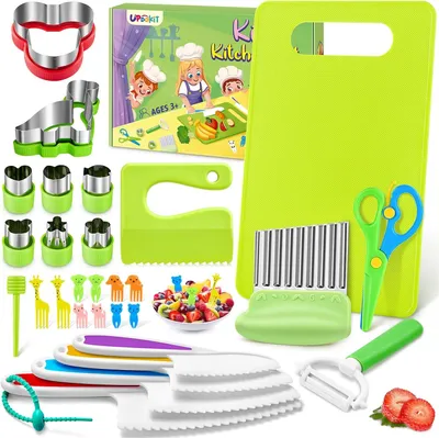 Produktbild von Kindermesser Set 28-teilig, für Kochen, mit Schneidebrett und Zubehör