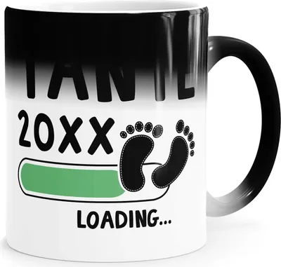 Produktbild von Kaffee-Tasse Tante loading Thermoeffekt Zaubertasse Geschenk für werdende Tante Ankündigung Schwangerschaft Geburt Baby MoonWorks® weiss-gruen Magic-Tasse