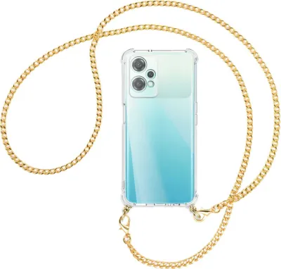 Produktbild von Handykette Backcover-Schutzhülle mit Band (Metall goldfarben) für OnePlus Nord CE 2 Lite 5G (CPH2381) - goldfarbene Kette
