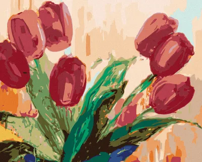 Produktbild von Zuty - Malen nach Zahlen - ROTE TULPEN, 40x50 cm, mit Keilrahmen (bereits gespannt)