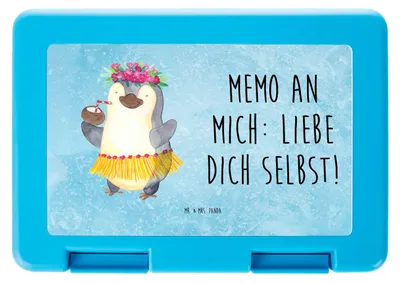 Produktbild von Mr. & Mrs. Panda Vesperbox Pinguin Kokosnuss - Eisblau - Geschenk, Bento Box, Urlaub, Hawaii, Snackbox, Frühstücksbox, Essensbox, Bentobox, Brotzeitbox