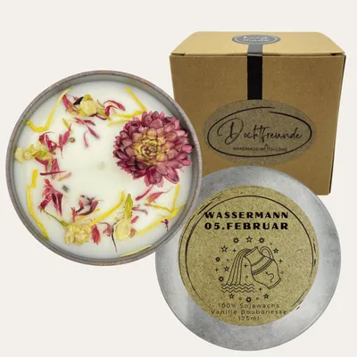 Produktbild von Sternzeichen Wassermann Duftkerze – Handgemachte Sojawachs – Kerze – Personalisiertes Astrologie – Geschenk