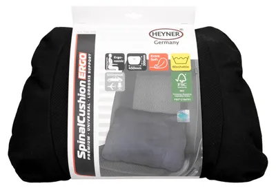 Produktbild von HEYNER® Lordose-Stützkissen in schwarz für Auto, Büro & Reisen in schwarz ergonomisches Lendenwirbelkissen