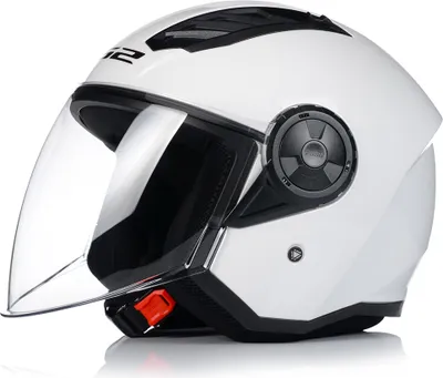 A white LS2 jet helmet with a clear visor is shown against a white background.