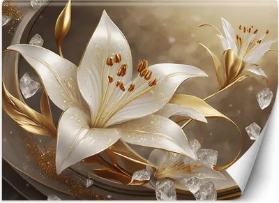 Produktbild von Vlies fototapete Goldene Glamour-Blume 450x315 cm Feeby Gold inkl. Kleber einfache Montage