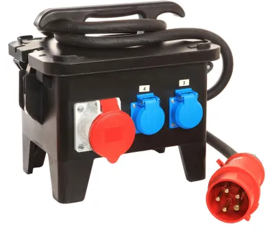 Produktbild von as-Schwabe Baustellenstromverteiler CEE 400V 32A auf Schuko & CEE 16A 32A IP44