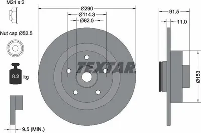 Produktbild von 2x TEXTAR Bremsscheibe 92317603 für RENAULT Espace V (JR_) 91 5mm 8 2kg 290mm