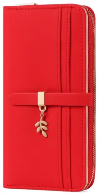 Imagen del producto de Cartera de cuero para mujer con protección RFID y 18 compartimentos para tarjetas