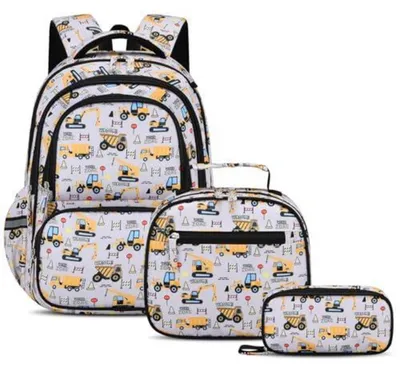 Obrázok produktu pre Sada troch školských batohov pre chlapcov, 1. trieda, s reflexnými prvkami, model "Bager", objem 25 litrov, váha 0,65 kg
