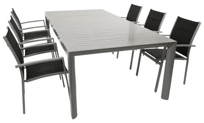 Produktbild von Garnitur 7-teilig 315,0 x 90 x 240,0 cm Aluminium Kunstgewebe Schwarz Grau