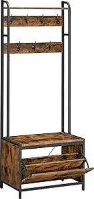 Immagine prodotto di VASAGLE appendiabiti con scarpiera, appendiabiti con panca, appendiabiti, scarpiera, 7 ganci, ripiano superiore, per corridoio, camera da letto