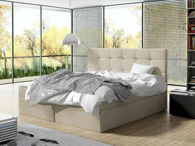 Obrázek produktu pro Kontinentální manželská postel 180x200 CAROLA - béžová + topper