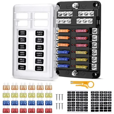 12-fach Sicherungshalter 12 V, wasserdicht, LED-Anzeige, 30 A pro Stromkreis