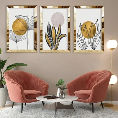 Produktbild von Wallity, Huhu400 - 40 x 60, Dekoratives MDF-Plexiglas-Gemälde (3 Stück), Mehrfarbig, 100 % MDF, 40 x 60 cm