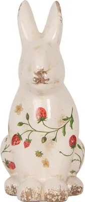 Obrázok produktu pre Clayre & Eef dekoratívna figúrka králik 16x12x28 cm béžové keramické jahody