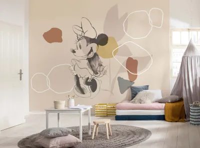 Zdjęcie produktu dla Komar fototapeta flizelinowa - Minnie Soft Shapes - rozmiar: 350 x 280 cm (szerokość x wysokość) - 7 paneli, pokój dziecięcy, tapeta