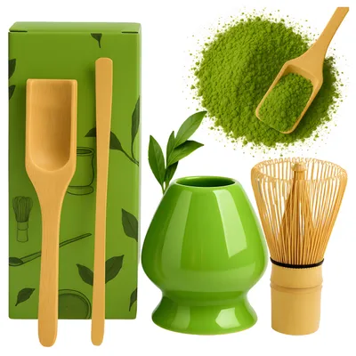 Immagine prodotto di Set per la preparazione del Matcha 4 in 1 - Verde - Set tradizionale per la cerimonia del tè giapponese