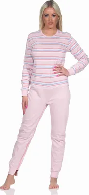 Produktbild von Damen Pflegeoverall langarm mit Reissverschluss am Rücken und am Bein in Streifenoptik ; rosa , XXL