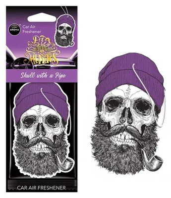 Produktbild von AROMA CAR Lufterfrischer - Muertos-Schädel mit Pfeife Korallenfarbe