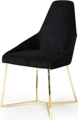 Produktbild von Schwarzer Polsterstuhl Designer Edelstahl Einsitzer Edle Esszimmer Möbel