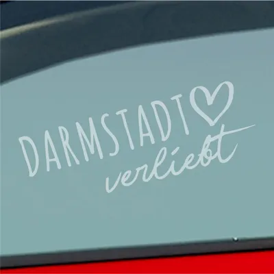 Produktbild von Auto Aufkleber Darmstadt verliebt Herz Stadt Heimat Liebe Car 19x7 cm Milchglas Sticker Heckscheibenaufkleber
