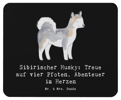 Produktbild von Mr. & Mrs. Panda Mauspad Sibirischer Husky - Schwarz - Geschenk, Mouse Pad, Siberian, Abenteuerlust, Hunderassen Beschreibung, Hunderasse, pc mousepad, laptop, aktiv