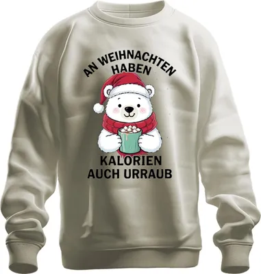 Zdjęcie produktu dla Calories have holiday Christmas polar bear cocoa sweet gift bluza uni , natura, M