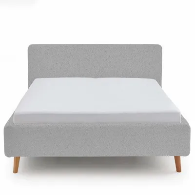 Produktbild von Doppelbett Dalila 160x200cm Teddy-Stoff mit Stauraum - grau