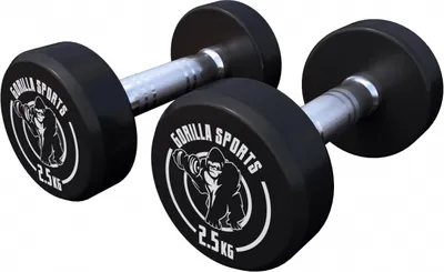 Produktbild von GORILLA SPORTS® Kurzhanteln - 2er Set, 5 kg (2x2,5 kg), Gummi, Gusseisen Kern, rutschfeste, gerändelte Griffe, Schwarz - Rundhanteln,  Gewichte, Hantelset, Kurzhantelset, Dumbbells
