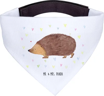 Produktbild von Mr. & Mrs. Panda Halstuch Igel Herzen - Weiß - Geschenk, Liebe, Lustige Sprüche, Hund, Kuss, Hunde, Herz, Für, Hundehalstuch, Vertrauen, Tuch