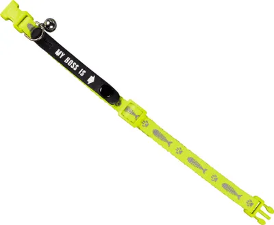 Image de Nobby Collier adresse chat "My Boss is" jaune fluo
