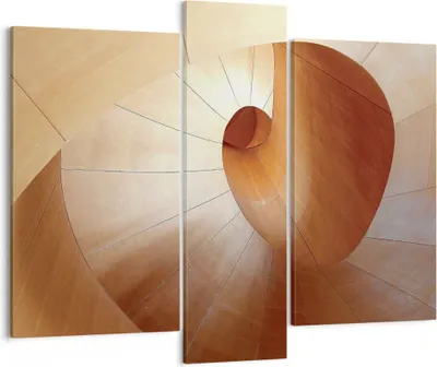 Produktbild von Bild auf Leinwand - Leinwandbild - 3 Teile - Dreidimensional Spirale Braun - 95x80cm - Wand Bild - Wanddeko - Wandbilder - Leinwanddruck - Bilder - Wanddekoration - Leinwand bilder - CB95x80-4652