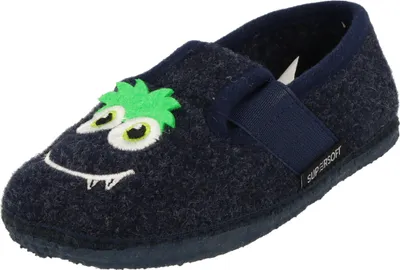 Produktbild von Supersoft Jungen Hausschuhe Pantoffeln Puschen 542-382 Blau mit Monstermotiv