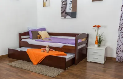 Produktbild von Bettgestell mit Schubladen Buche 90 x 200 cm Dunkelbraun