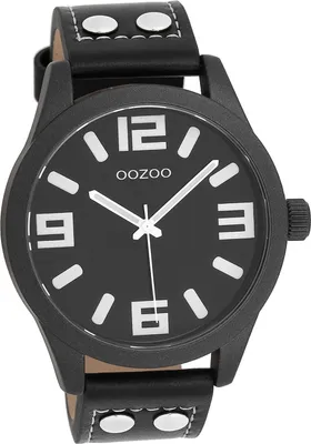 Produktbild von Oozoo Leder Damen-Herren Uhr Analog Quarzuhr Armband schwarz Timepieces D2UOC1091A