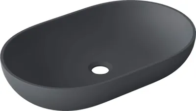 Immagine prodotto di doporro Lavabo da Appoggio, Lavandino Bagno 54x34x10.5cm, Lavabo Ovale da Minerale Fuso Colossum808, Antracite Opaco