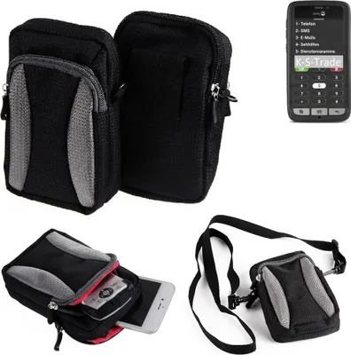 Produktbild von K-S-Trade Schutz-Hülle kompatibel mit doro 8031C  Handy Gürteltasche Umhängetasche mit Zusatzfach schwarz