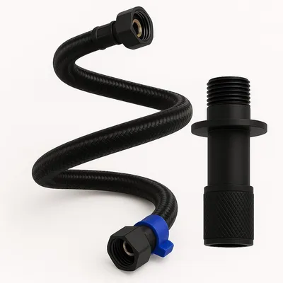 Produktbild von Profielenloods – Flexibler Anschluss­schlauch 30 cm 1/2 x 3/8 + Eckventil 1/2 x 3/8 – Schwarz