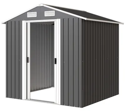 Produktbild von Gartenhaus aus Stahl mit 2 Schiebetš¹ren, schwarz, 2,6 m2