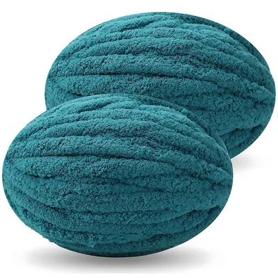 Immagine prodotto di Lana extra grossa per lavorare a maglia e all'uncinetto, 2 gomitoli da 250g, larghezza 2 cm, colore blu denim