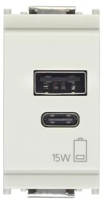 USB-Netzteil 15W 3A 5V mit USB-A und USB-C, weiß