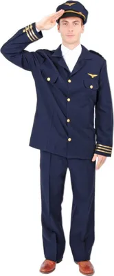 Produktbild von Piloten Kostüm "Robert "für Herren | Anzug mit Mütze Dunkelblau Größe: 50