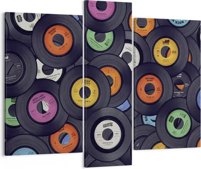 Produktbild von Bild auf Leinwand - Leinwandbild - 3 Teile - Platten Vinyl Grafiken - 95x80cm - Wand Bild - Wanddeko - Wandbilder - Leinwanddruck - Bilder - Wanddekoration - Leinwand bilder - Wandbild - CB95x80-4185