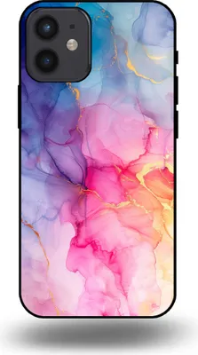 Produktbild von Smartphonica Handyhülle passend für iPhone 12 Mini mit Marmordruck - TPU Rückseitenschutzhülle Marmordesign - Regenbogen