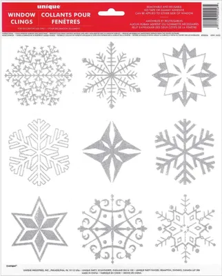 Produktbild von Fensteraufkleber Glitter Schneeflocken 9 Stück