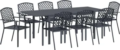 Image de vidaXL Ensemble de jardin 9 pcs Anthracite Acier