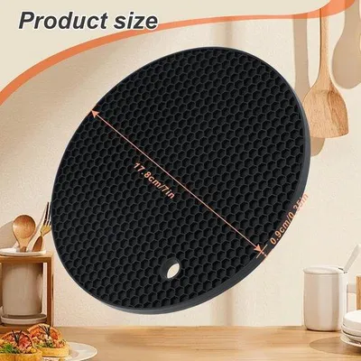 Produktbild von Unyqoos® 4er-Set flexible, hitzebeständige Silikon-Untersetzer für Küche – temperaturbeständig -40°C bis 220°C, rutschfeste Wabenstruktur