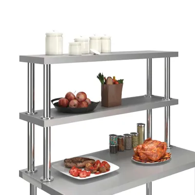 Produktbild von vidaXL 2-stufiger Arbeitstisch-Aufsatz 120 x 30 x 65 cm Edelstahl
