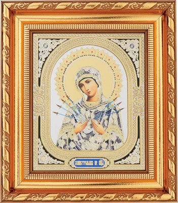 Produktbild von NKlaus Gottesmutter Siebenpfeilige Ikone im Rahmen mit Glas 14x16cm christlich 11372